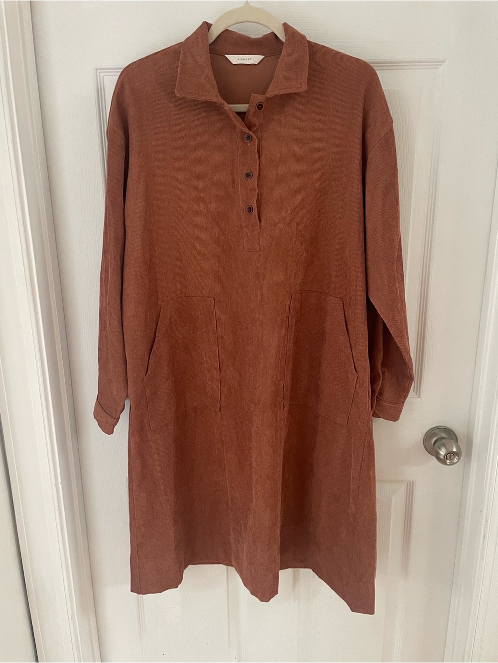 Lightweight Corduroy Oversized Shirt Dress